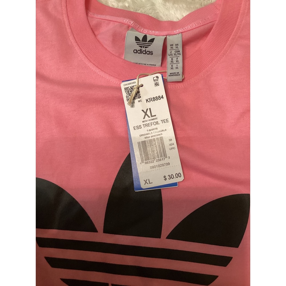 Adidas Originals Men Essentials Trefoil Tee Bliss Pink Black KR8884 Size XL NWT - Picture 5 of 5